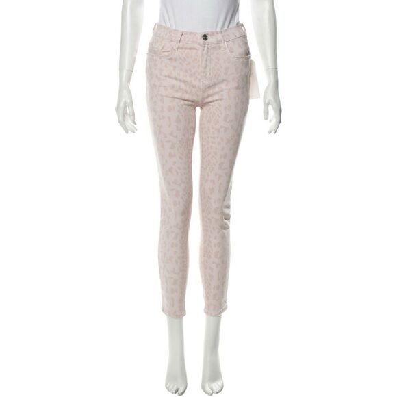 Current Elliott Pink Leopard Print High Waist Stiletto Crop Jeans NWT Size 25 - Picture 3 of 10